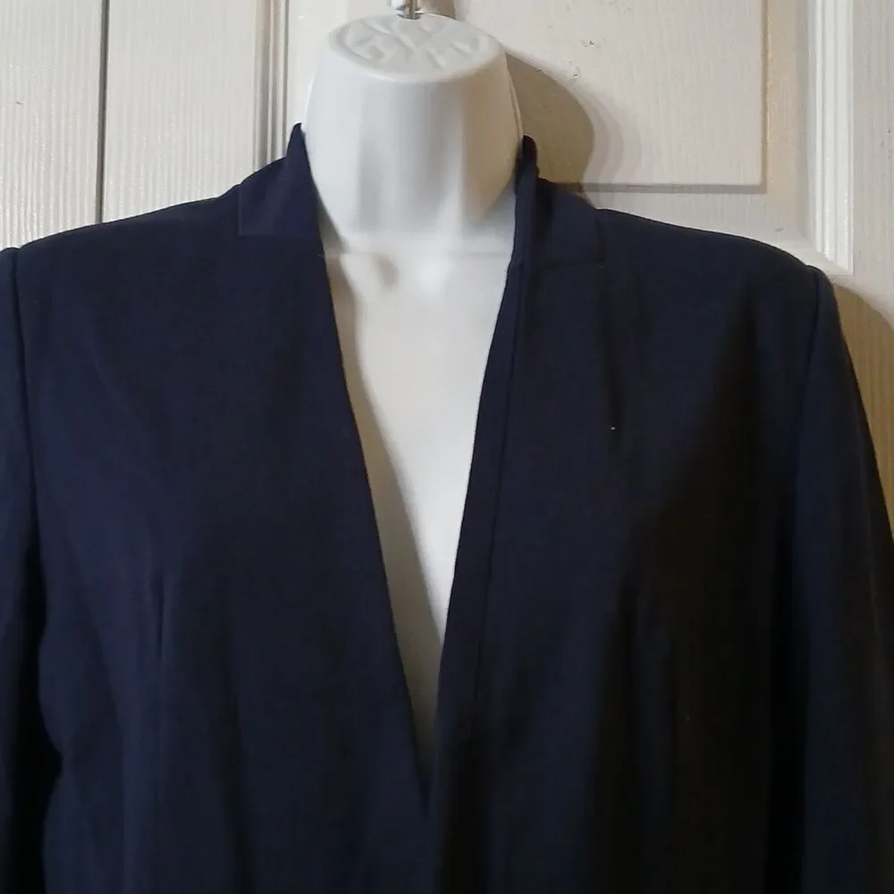 Mario Serrani Italy open front navy blue blazer with pockets lined blazer Sz 6